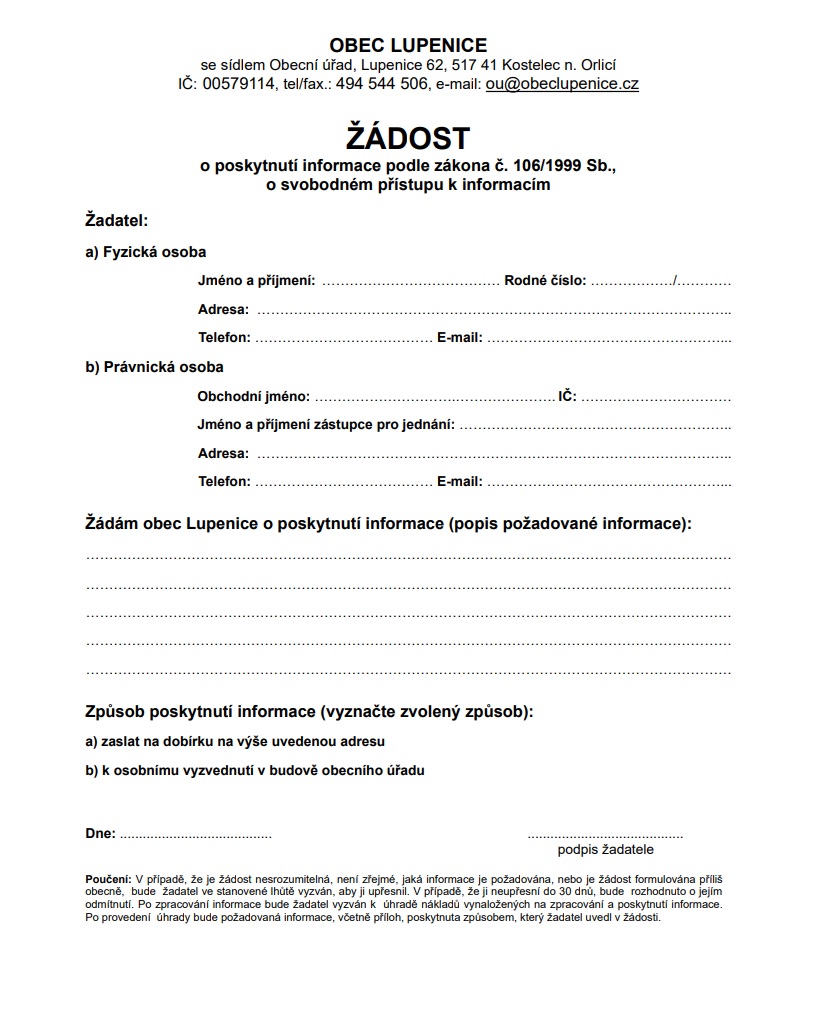 Žádost o informace